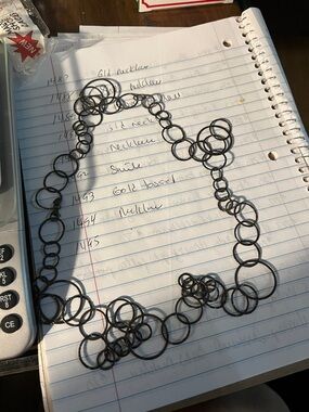 Layered Black Circle-Link Statement Necklace 1494